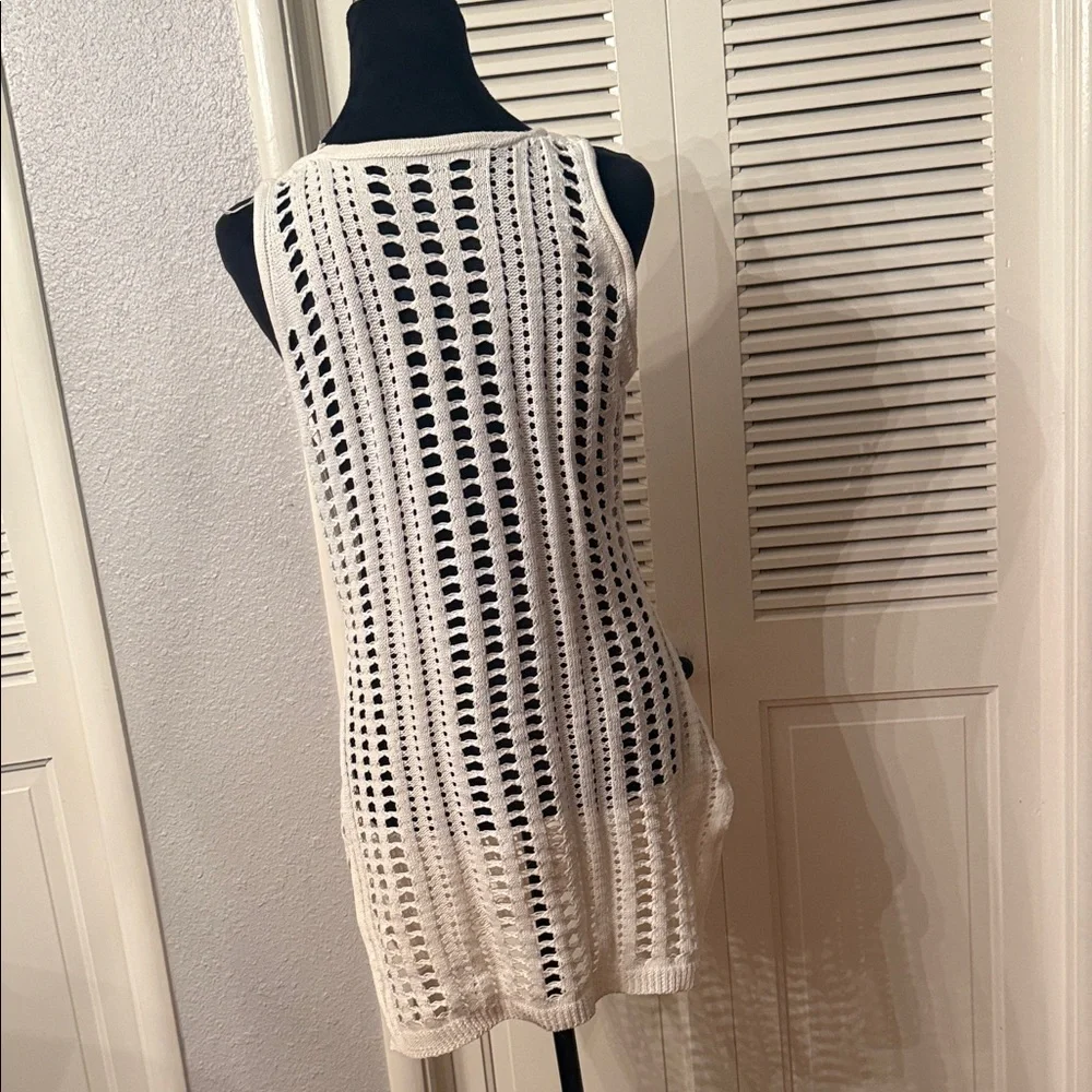 White Crochet Sleeveless Dress - Picture 4 of 4
